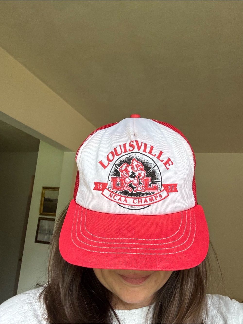 1980 Louisville NCAA Champs Red & White Trucker Hat